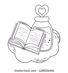 magic potion bottle with book