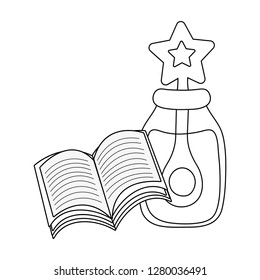 magic potion bottle with book
