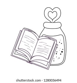 magic potion bottle with book