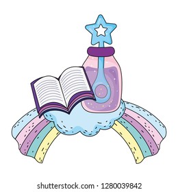 magic potion bottle with book