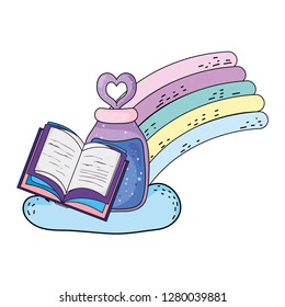 magic potion bottle with book