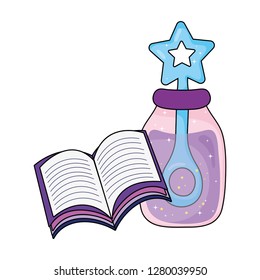 magic potion bottle with book