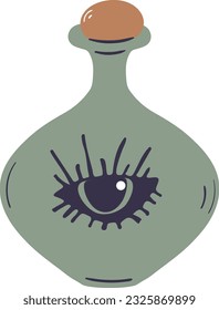 Magic Potion in an Bottle with Eye. Flat Vector Illustration