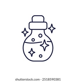 Magic potion bottle icon, line vector