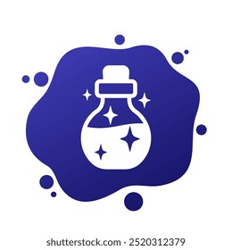 Magic potion bottle icon, vector