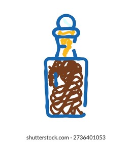 Magic potion bottle illustration presenting a chemical or medical substance, representing concepts of alchemy, experiment, science, mystery, magic, and laboratory research