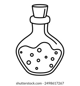 Magic potion in bottle illustration. Witchcraft alchemy mystery element.