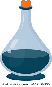 Magic Potion in Bottle Isolated on White Background. Vector Illustration in Simple Cartoon Design.