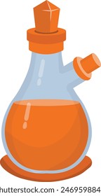 Magic Potion in Bottle Isolated on White Background. Vector Illustration in Simple Cartoon Design.