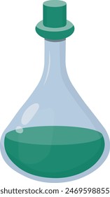 Magic Potion in Bottle Isolated on White Background. Vector Illustration in Simple Cartoon Design.