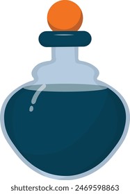 Magic Potion in Bottle Isolated on White Background. Vector Illustration in Simple Cartoon Design.