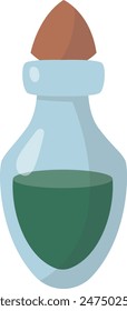 Magic Potion Bottle Isolated on White Background. Vector Illustration in Cartoon Style.