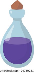 Magic Potion Bottle Isolated on White Background. Vector Illustration in Cartoon Style.