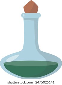 Magic Potion Bottle Isolated on White Background. Vector Illustration in Cartoon Style.