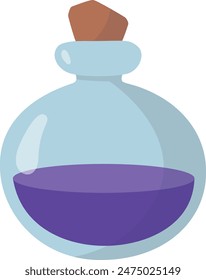 Magic Potion Bottle Isolated on White Background. Vector Illustration in Cartoon Style.