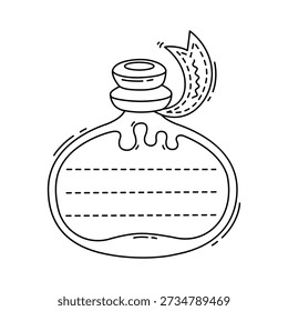 Magic potion bottle kids memo note template. Child diary page vector checklist, daily planner To Do list frame. Kid scrapbook sticker or children schedule memo note with potion vial or elixir bottle