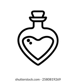 Magic potion bottle love elixir line art isolated vector