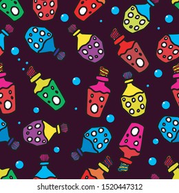 magic potion bottle seamless pattern vector dream world witch spell