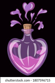 
Magic potion bottle sketch. Flask heart shape vector illustration for print, web, mobile and infographics isolated.
