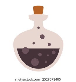 Magic potion in bottle. Spooky Halloween festive element. Vector illustration in flat style