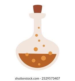 Magic potion in bottle. Spooky Halloween festive element. Vector illustration in flat style