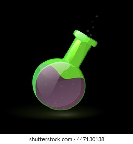 Magic potion in the bottle with stopper game icon. Vector design for app user interface