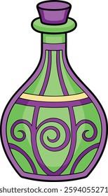 Magic Potion Bottle Vector, Green and Purple, High-Quality Fantasy Design for Illustrations