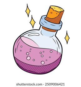 Magic potion bottle vector hand drawn illustration.