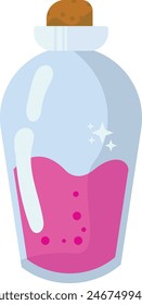 Magic Potion in Bottle Vector Illustration. with Cartoon Style.