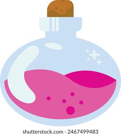 Magic Potion in Bottle Vector Illustration. with Cartoon Style.