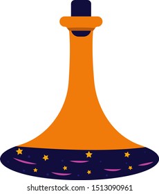 Magic potion in a bottle, witchcraft. Happy Halloween. Game icon of magic elixir. Design for app user interface. Vector isolated flat illustration