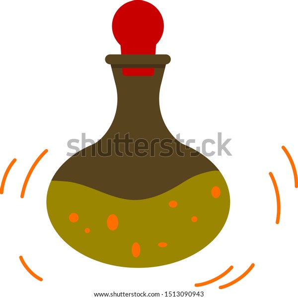 Magic potion in a bottle,\
witchcraft. Happy Halloween. Game icon of magic elixir. Design for\
app user interface. Flat vector isolated illustration. Poison\
liquid