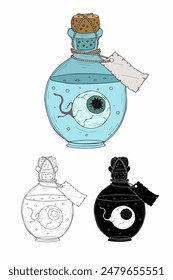 Magic Potion Bottles with eyeball Vector illustration