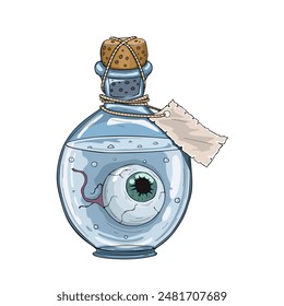 Magic Potion Bottles with eyeball.Vector illustration
