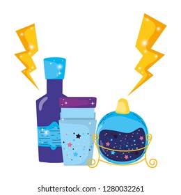 magic potion bottles with glass