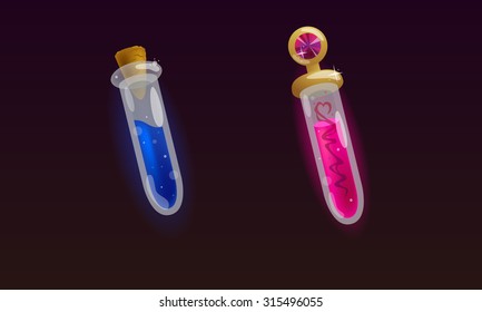 Magic potion bottles in vector