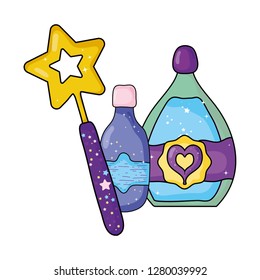 magic potion bottles with wand