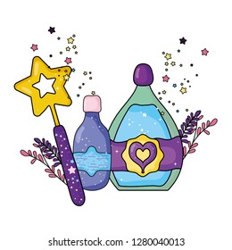 magic potion bottles with wand