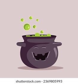
Magic Potion in a Cauldron Vector Cartoon Illustration Design. Magical spell being performed in a pot by a witch
