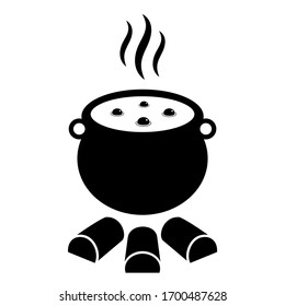 Magic potion in cauldron vector icon isolated on white background