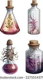 Magic potion clipart, isolated vector illustration.