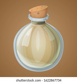 Magic potion empty bottle game asset vector icon, cute fantasy design, isolated element.