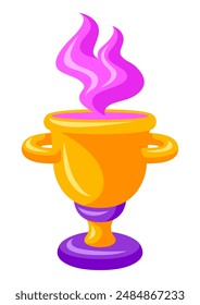 Magic potion in goblet illustration. Witchcraft alchemy mystery element.