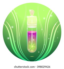 Magic potion. Green test tube