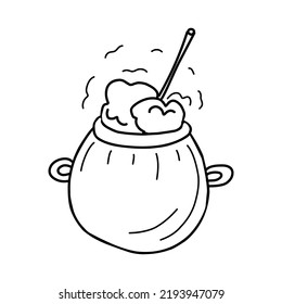 Magic potion for halloween in doodle style on background