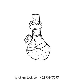 Magic potion for halloween in doodle style on background