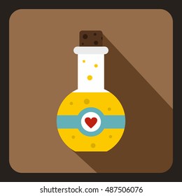 Magic potion icon in flat style with long shadow. Tricks symbol vector illustration