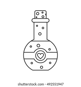 Magic potion icon in outline style isolated on white background. Tricks symbol vector illustration