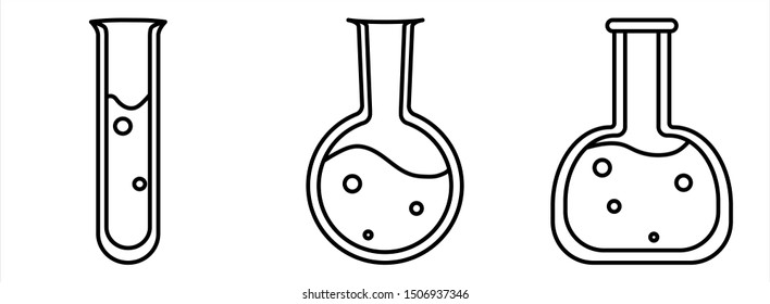 Magic potion icon set. Bubbly liquid in bottle. Design for mobile, app, gaming, web, halloween.