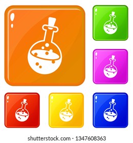 Magic potion icons set collection vector 6 color isolated on white background